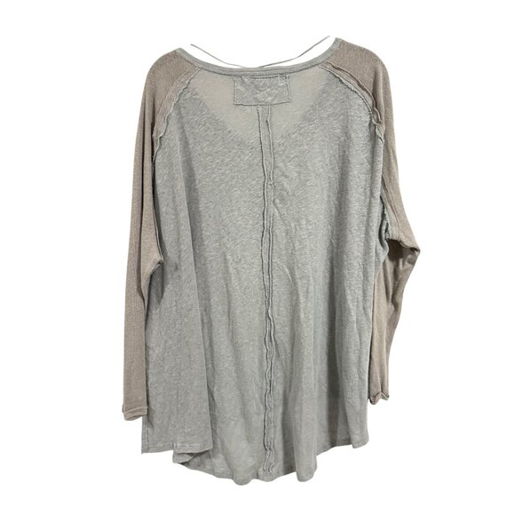 Free People We the Free Grand Slam Henley Size M NWOT Gray and Heather Gray Blue - Picture 7 of 9